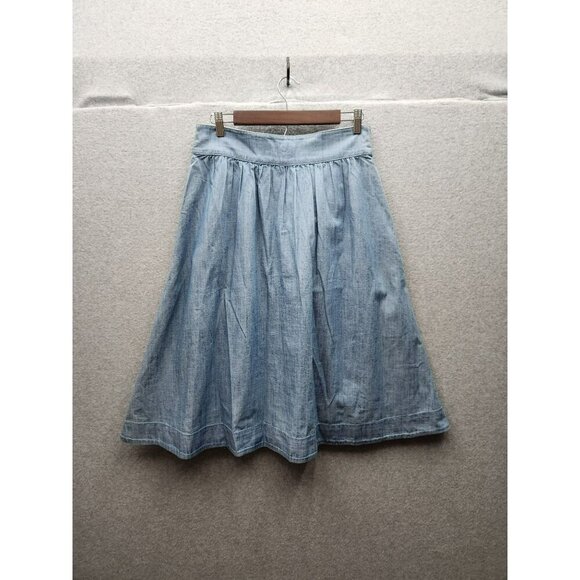 Talbots Womens Light Denim Button-Front A-Line Skirt Size 6 100% Cotton Casual S - Picture 5 of 7